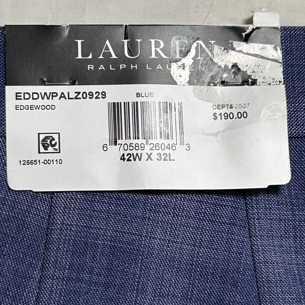 Lauren Ralph Lauren Mens Blue Plaid Edgewood UltraFlex Suit Pants 42W x‎ 32L NEW - Picture 7 of 9